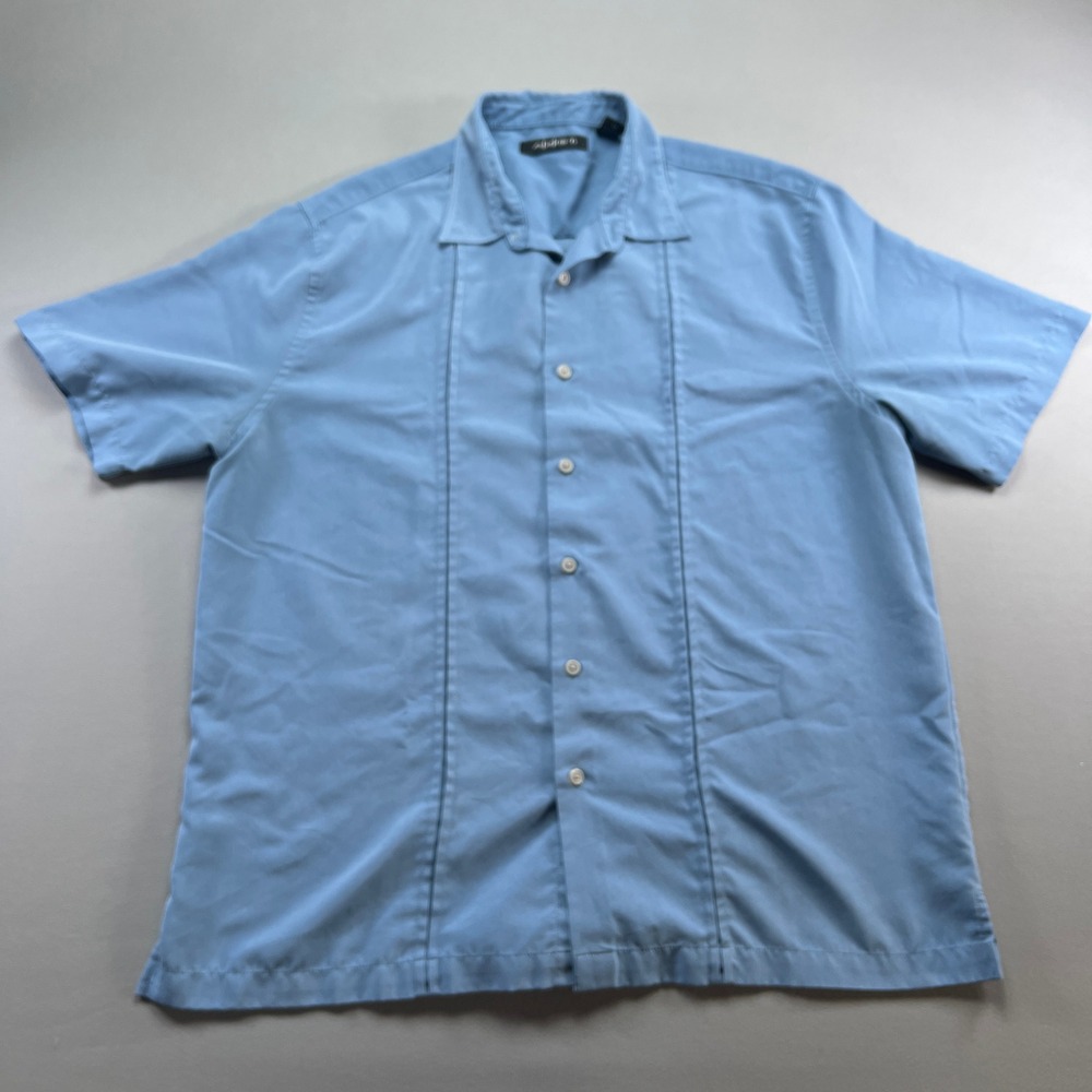 Axist Shirt Mens Extra Large Blue Pintuck Casual Collared Side Slit Button Up